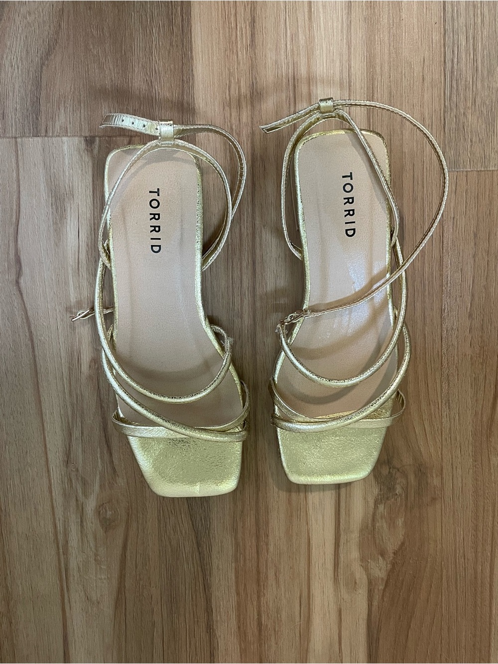 torrid Metallic Gold Strappy Square-Toe Heels